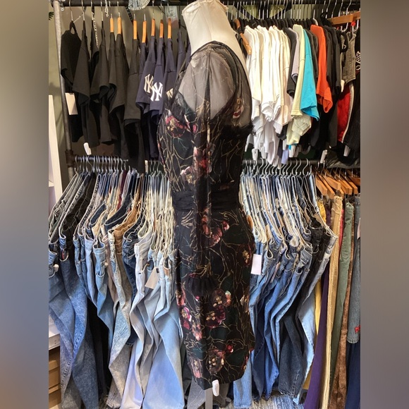 Vintage 1980’s Hand Painted Floral Tulle Dress - Picture 3 of 4